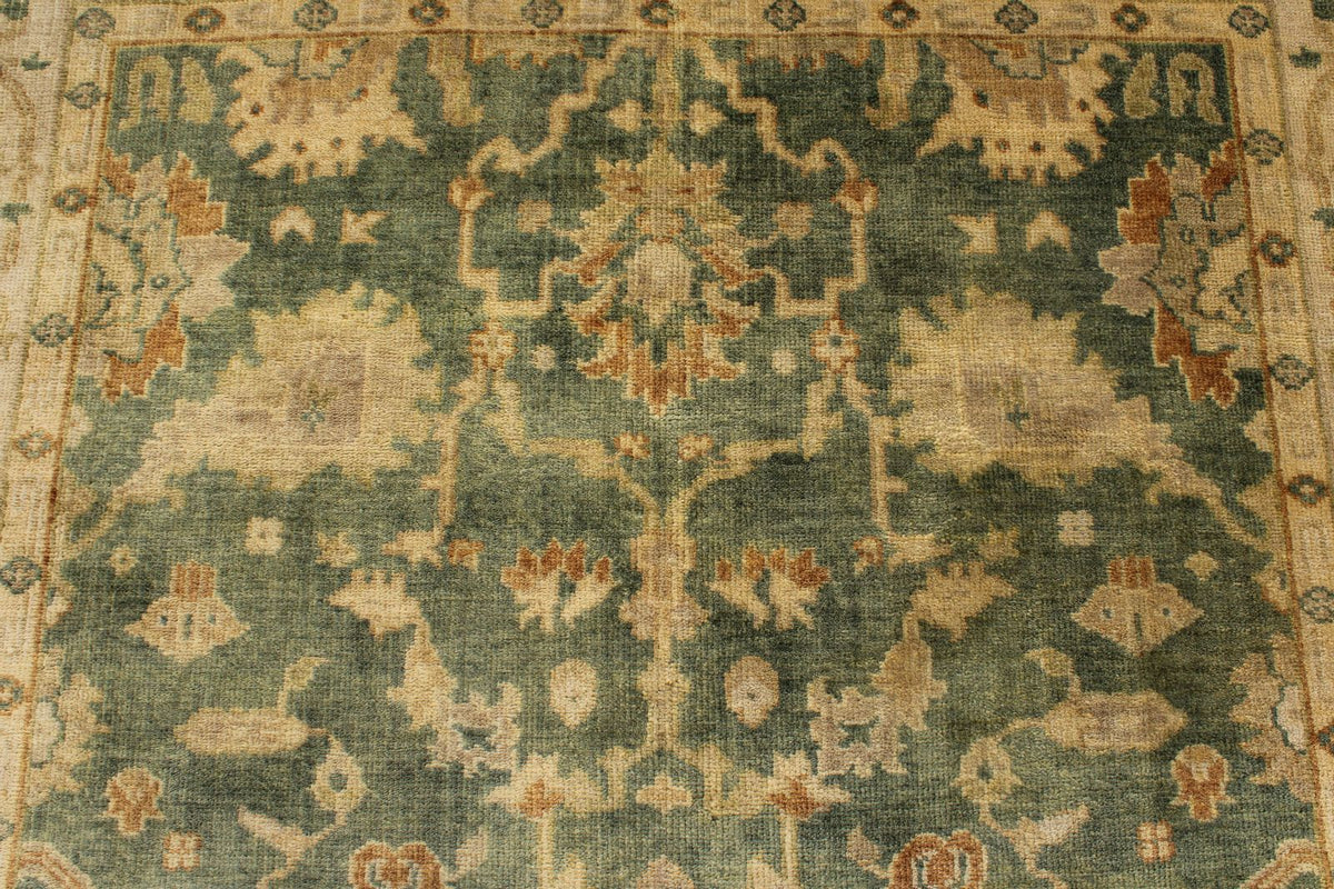 6x9 Ivory and Orange Turkish Oushak Rug