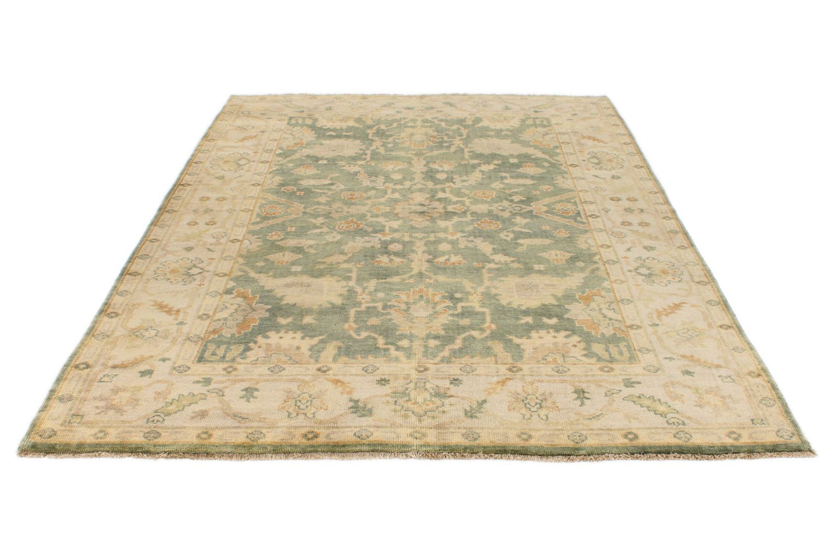 6x9 Ivory and Orange Turkish Oushak Rug