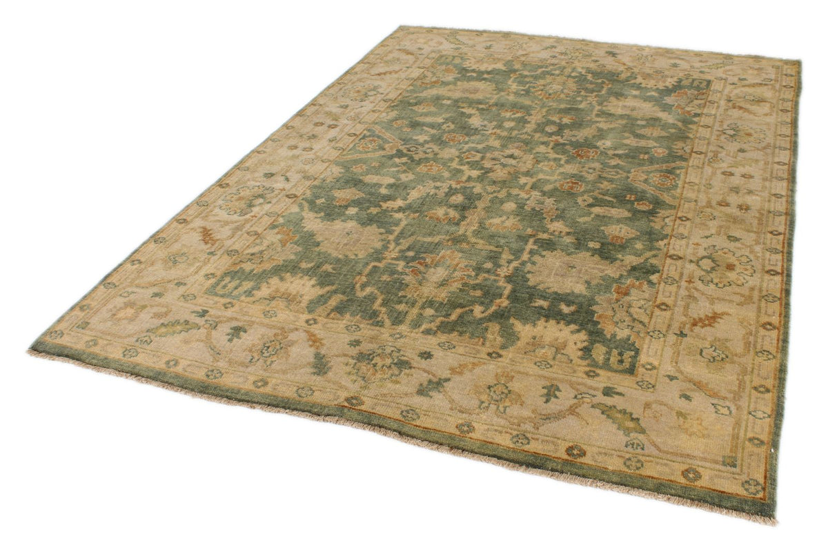 6x9 Ivory and Orange Turkish Oushak Rug