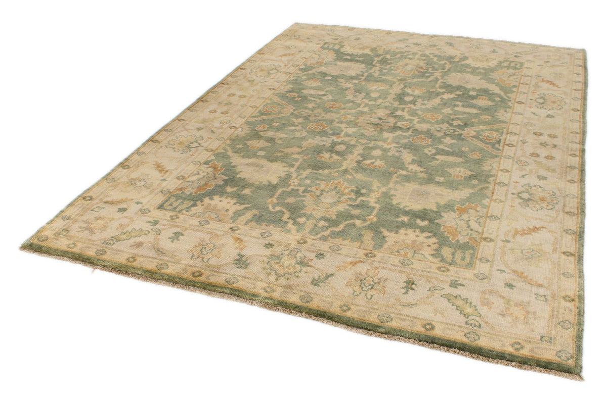 6x9 Ivory and Orange Turkish Oushak Rug