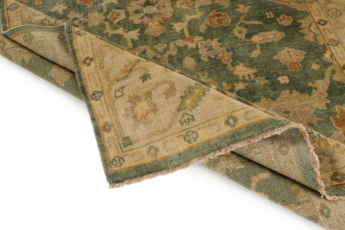 6x9 Ivory and Orange Turkish Oushak Rug