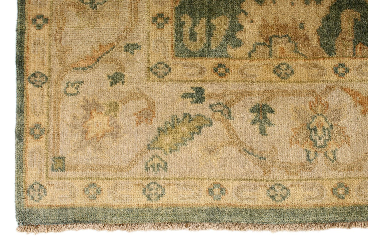 6x9 Ivory and Orange Turkish Oushak Rug