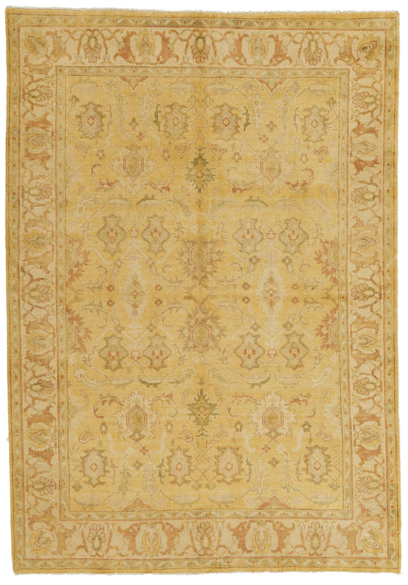 6x9 Beige and Ivory Turkish Oushak Rug