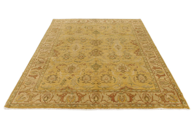 6x9 Beige and Ivory Turkish Oushak Rug