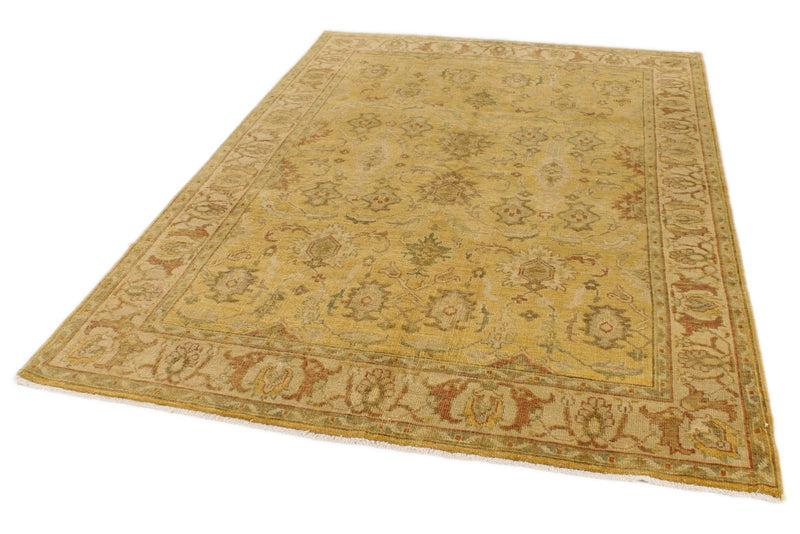 6x9 Beige and Ivory Turkish Oushak Rug