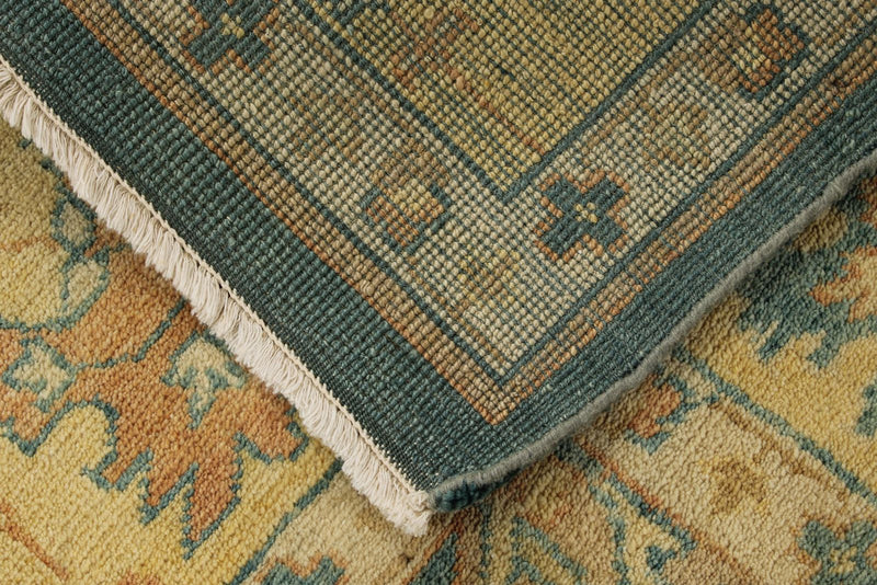 8x10 Green and Ivory Turkish Oushak Rug