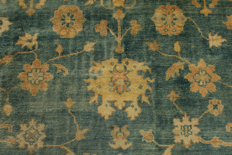 8x10 Green and Ivory Turkish Oushak Rug