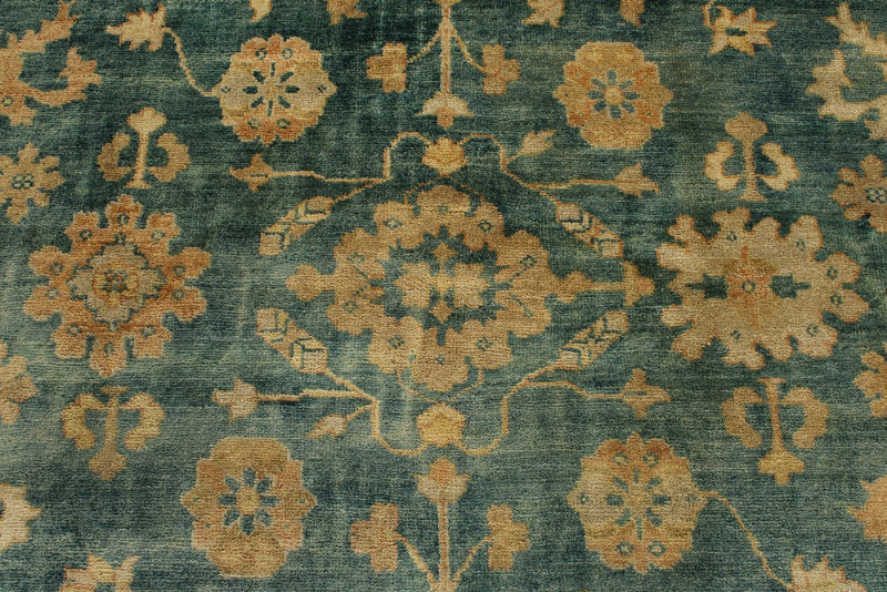 8x10 Green and Ivory Turkish Oushak Rug