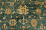 8x10 Green and Ivory Turkish Oushak Rug