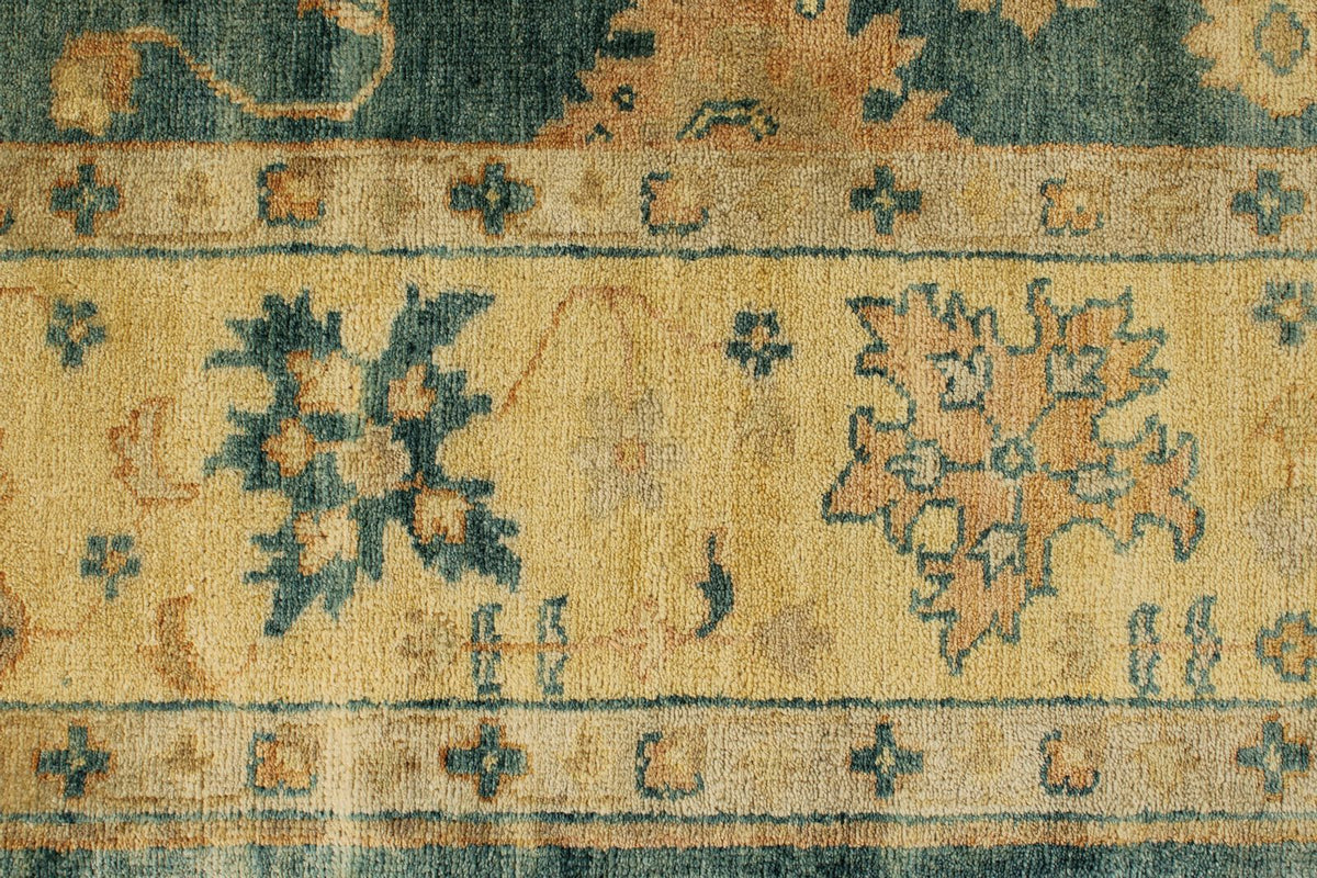 8x10 Green and Ivory Turkish Oushak Rug