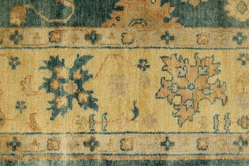 8x10 Green and Ivory Turkish Oushak Rug