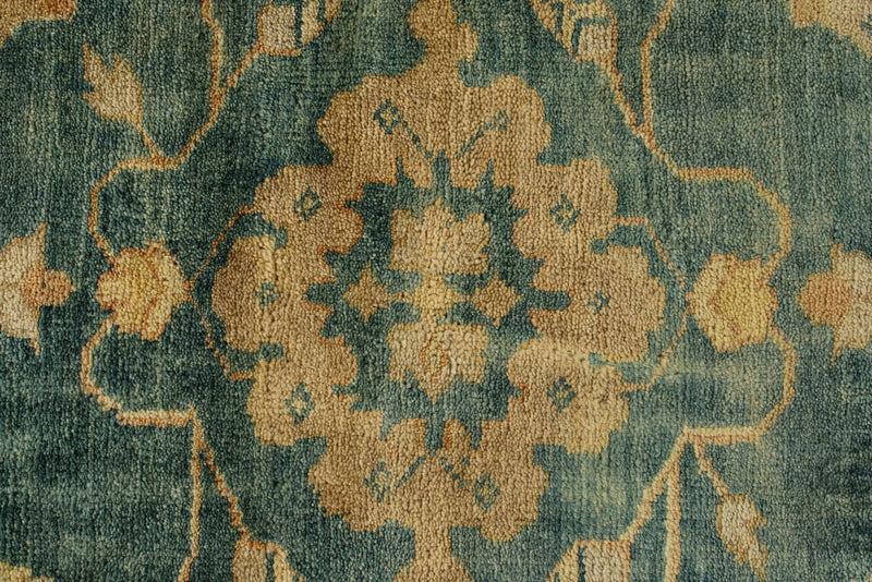 8x10 Green and Ivory Turkish Oushak Rug