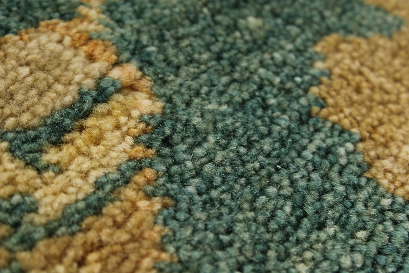 8x10 Green and Ivory Turkish Oushak Rug