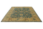 8x10 Green and Ivory Turkish Oushak Rug