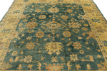 8x10 Green and Ivory Turkish Oushak Rug