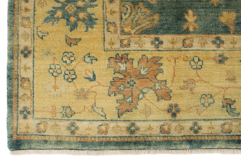 8x10 Green and Ivory Turkish Oushak Rug
