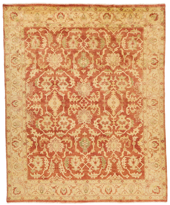 8x10 Red and Ivory Turkish Oushak Rug