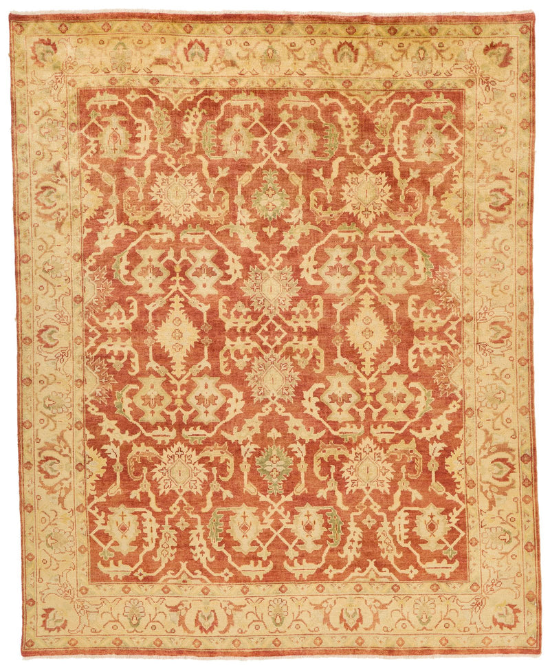 8x10 Red and Ivory Turkish Oushak Rug