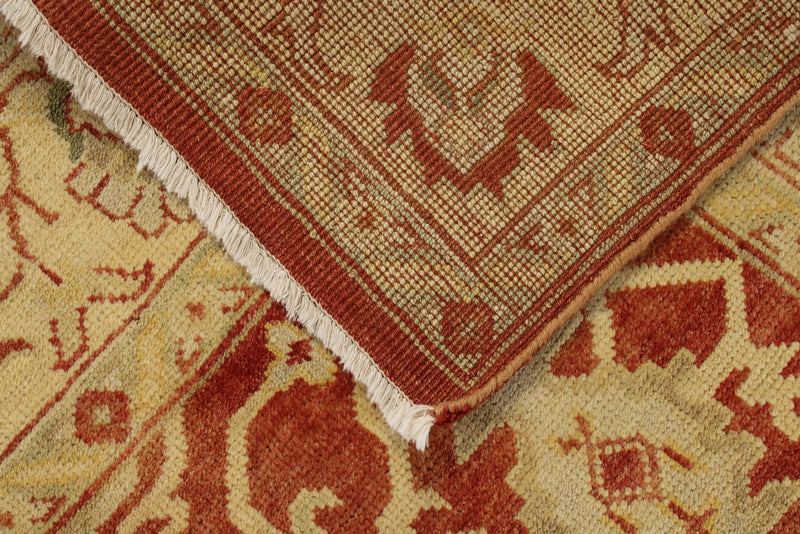 8x10 Red and Ivory Turkish Oushak Rug