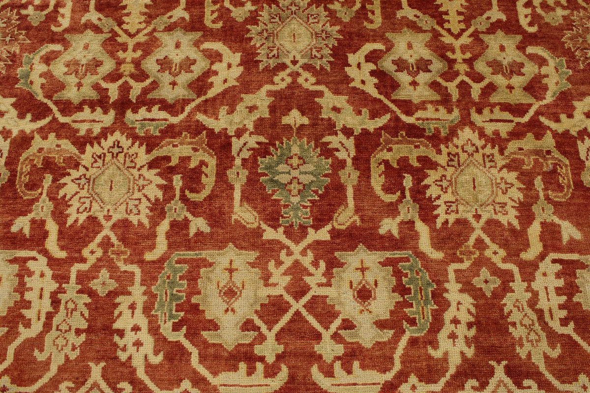 8x10 Red and Ivory Turkish Oushak Rug