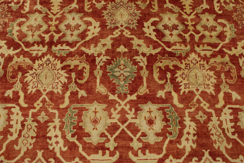 8x10 Red and Ivory Turkish Oushak Rug