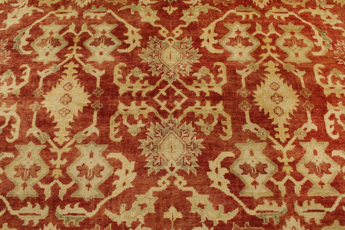 8x10 Red and Ivory Turkish Oushak Rug