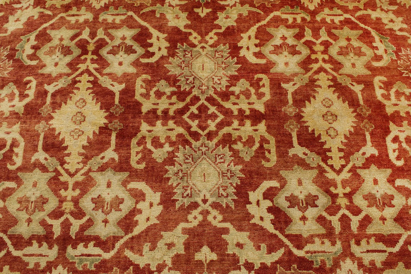 8x10 Red and Ivory Turkish Oushak Rug