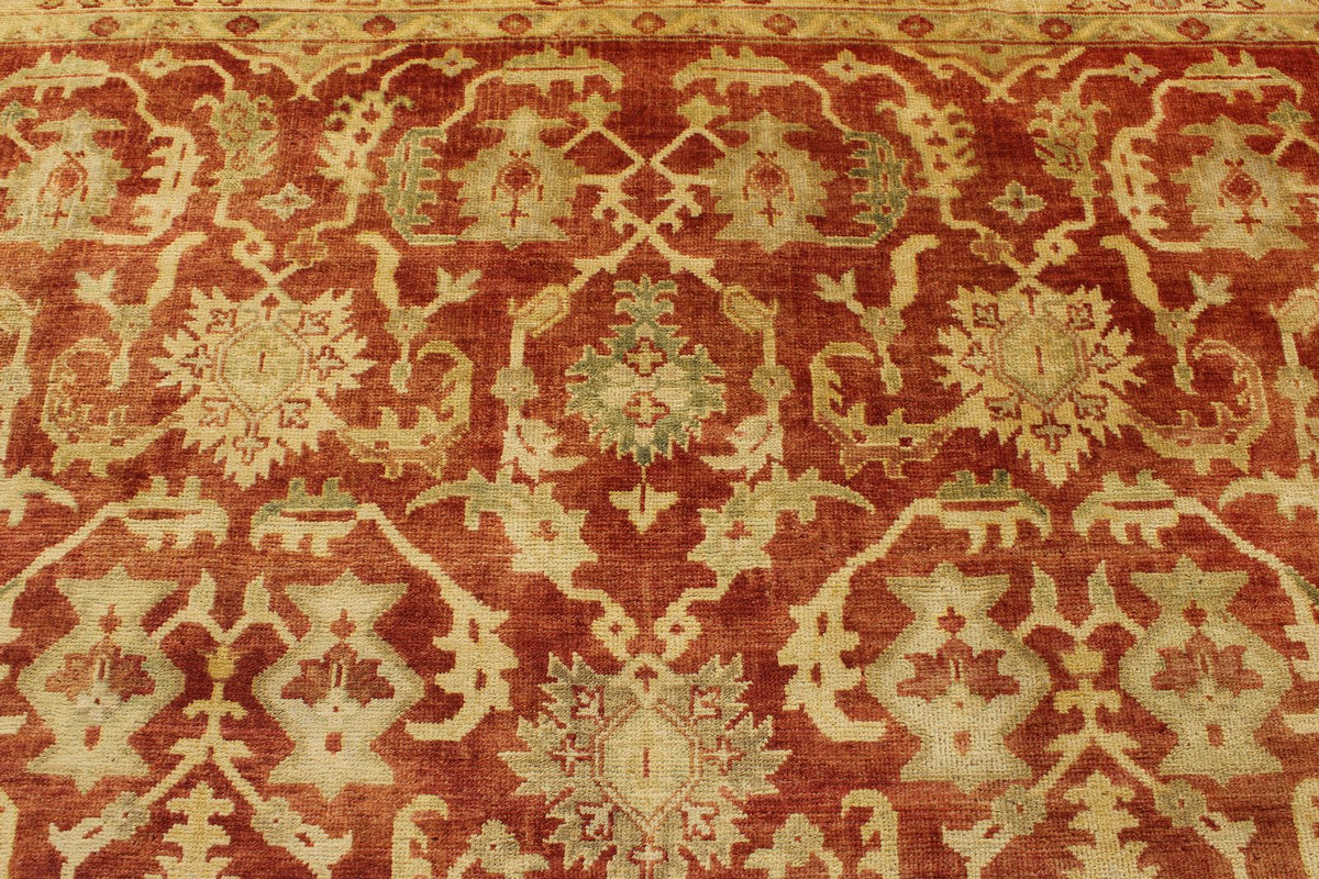 8x10 Red and Ivory Turkish Oushak Rug