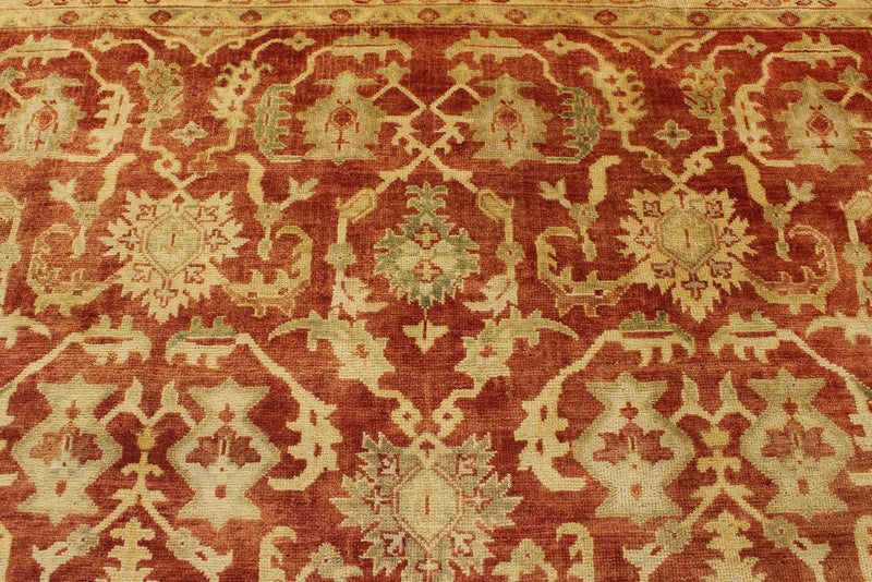 8x10 Red and Ivory Turkish Oushak Rug