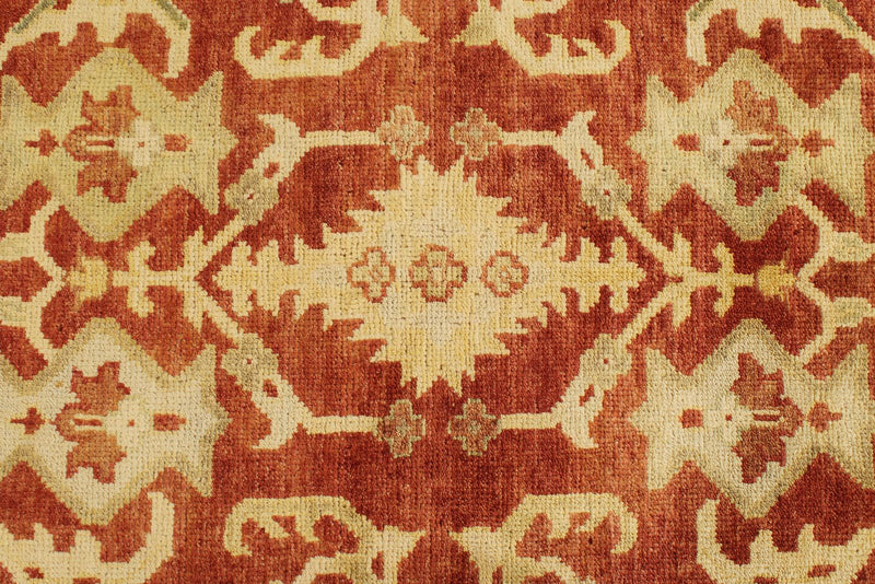8x10 Red and Ivory Turkish Oushak Rug