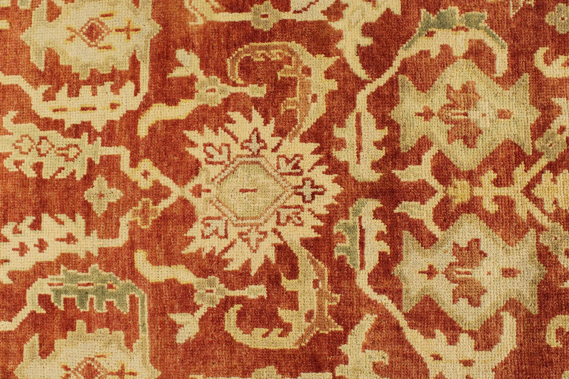 8x10 Red and Ivory Turkish Oushak Rug