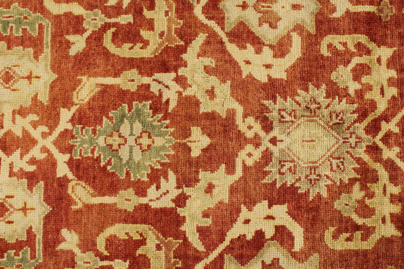 8x10 Red and Ivory Turkish Oushak Rug