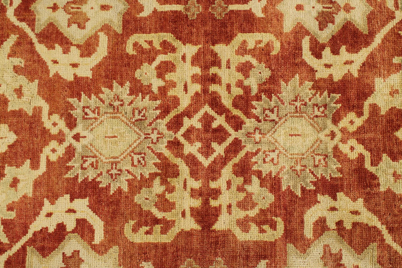 8x10 Red and Ivory Turkish Oushak Rug