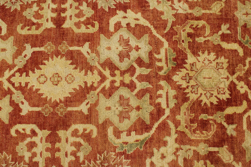 8x10 Red and Ivory Turkish Oushak Rug