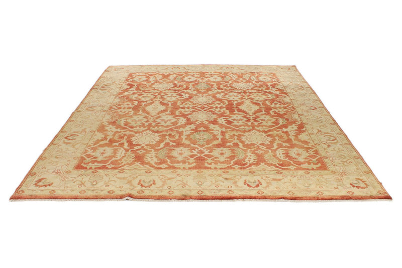 8x10 Red and Ivory Turkish Oushak Rug