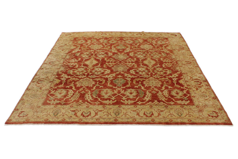 8x10 Red and Ivory Turkish Oushak Rug