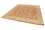 8x10 Red and Ivory Turkish Oushak Rug