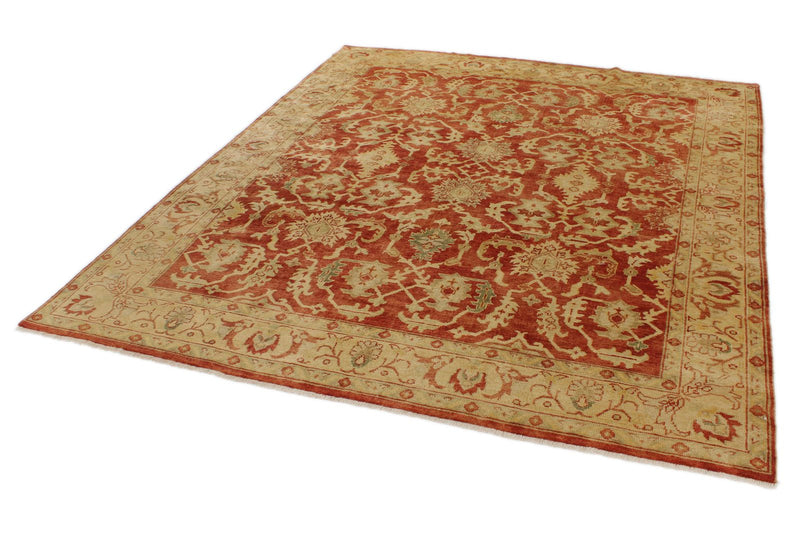8x10 Red and Ivory Turkish Oushak Rug