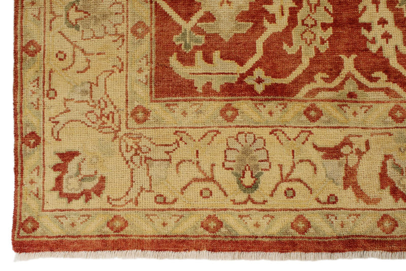 8x10 Red and Ivory Turkish Oushak Rug