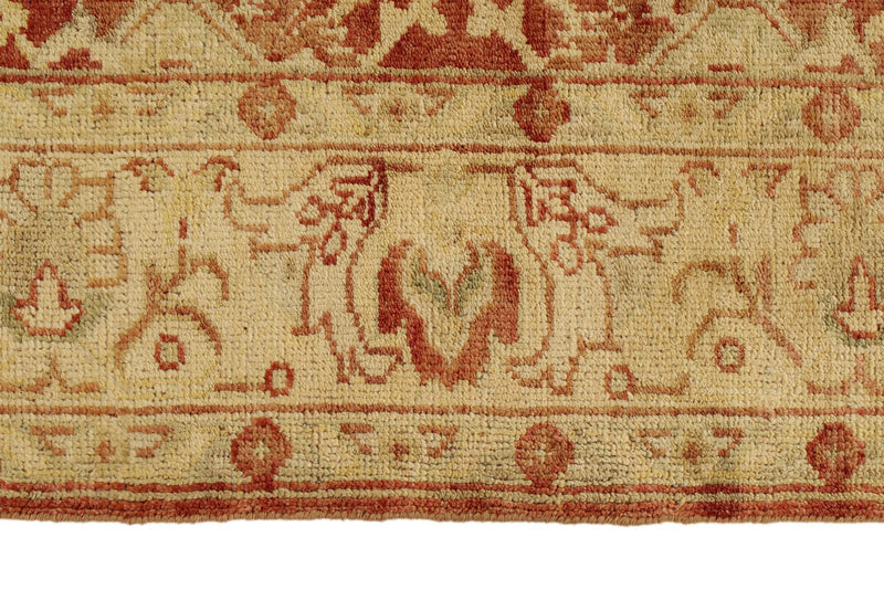 8x10 Red and Ivory Turkish Oushak Rug