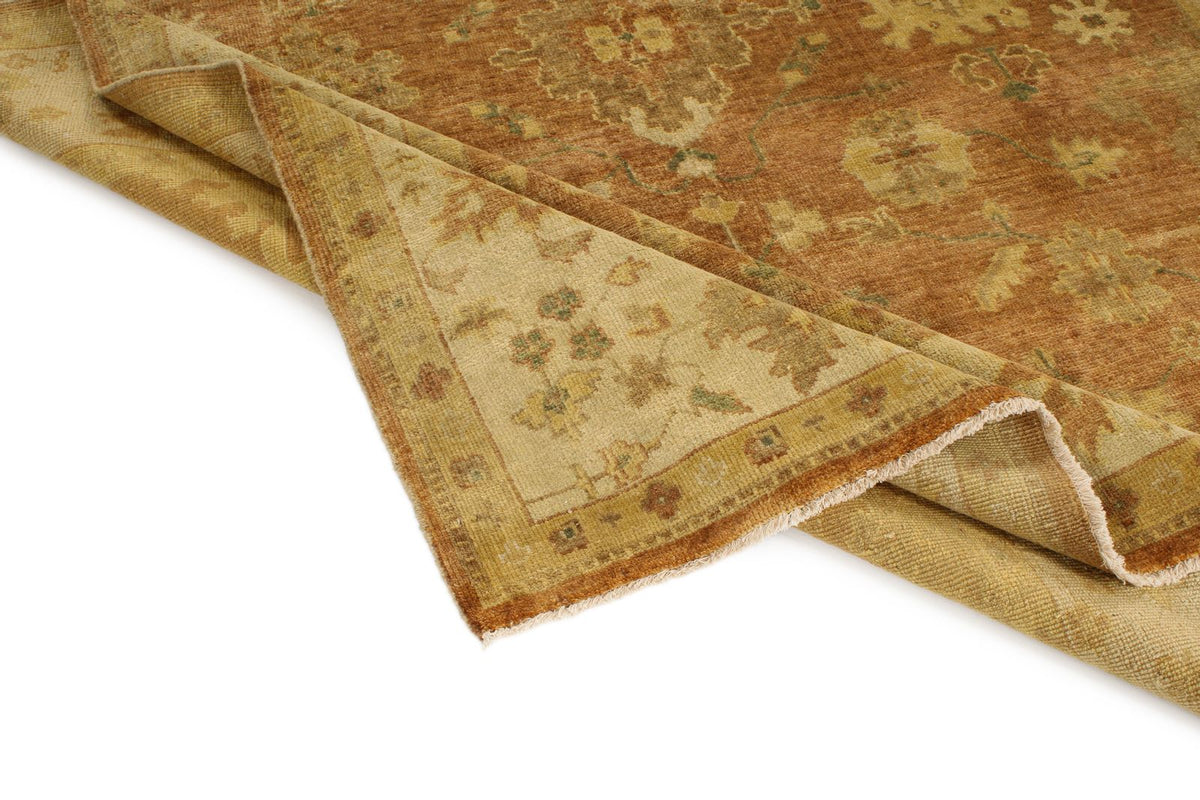 8x10 Brown and Ivory Turkish Oushak Rug