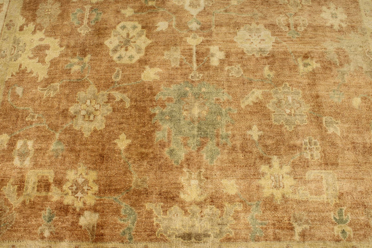8x10 Brown and Ivory Turkish Oushak Rug