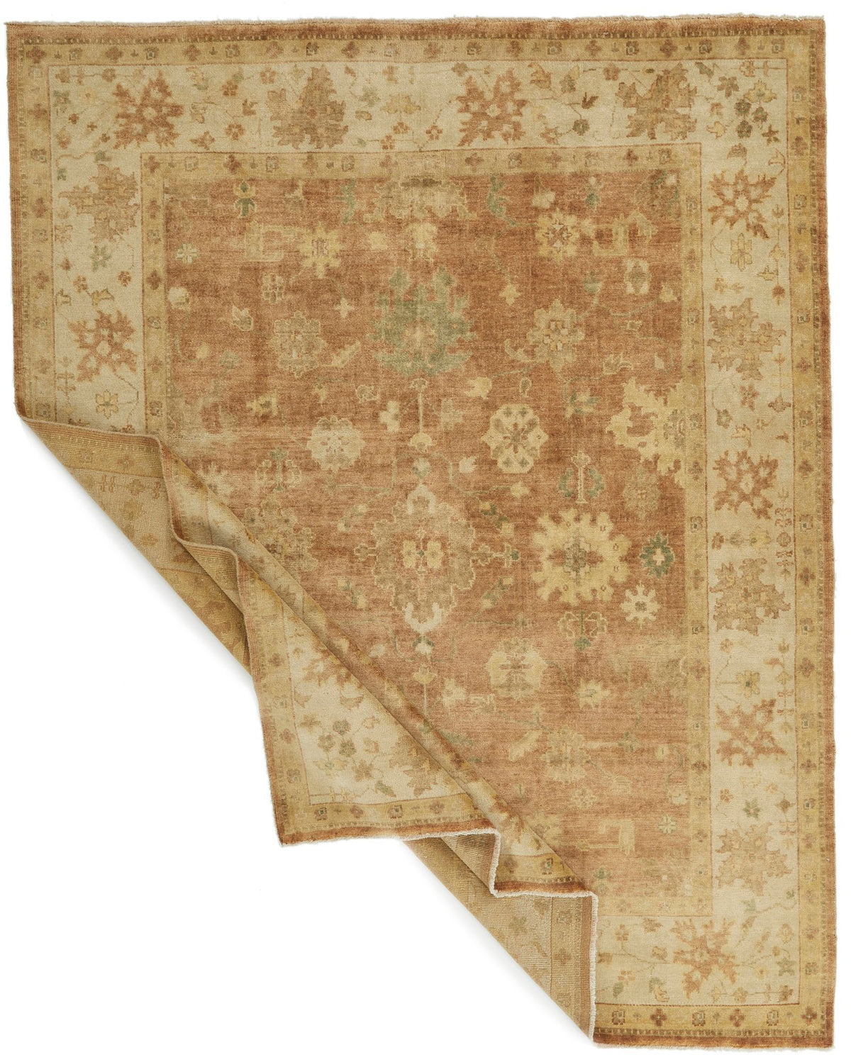 8x10 Brown and Ivory Turkish Oushak Rug