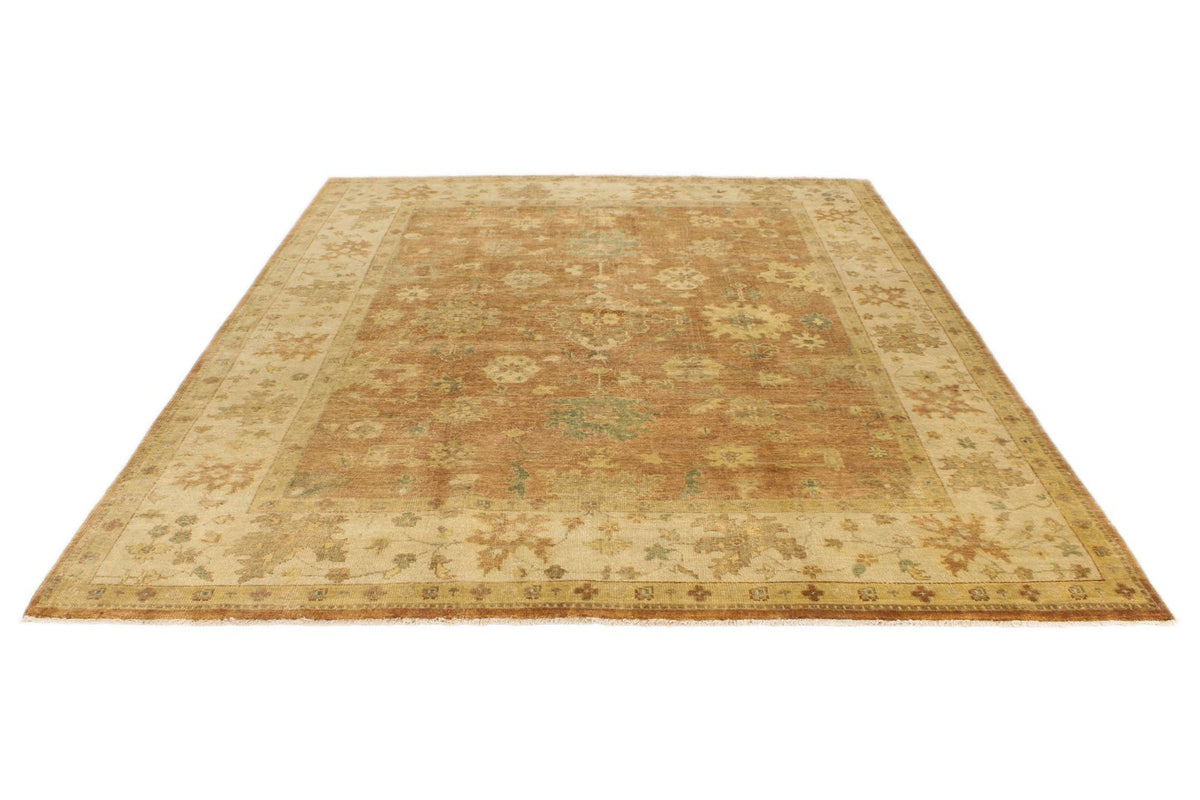 8x10 Brown and Ivory Turkish Oushak Rug
