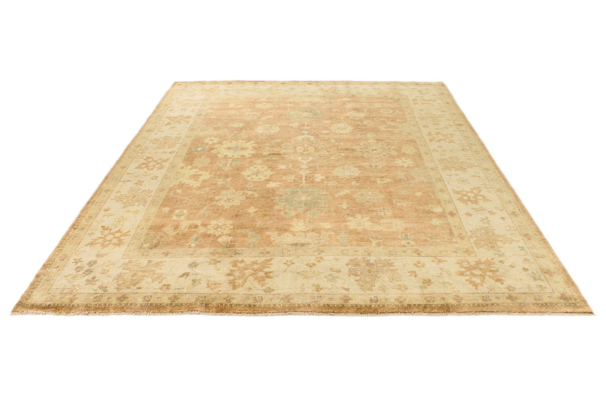 8x10 Brown and Ivory Turkish Oushak Rug