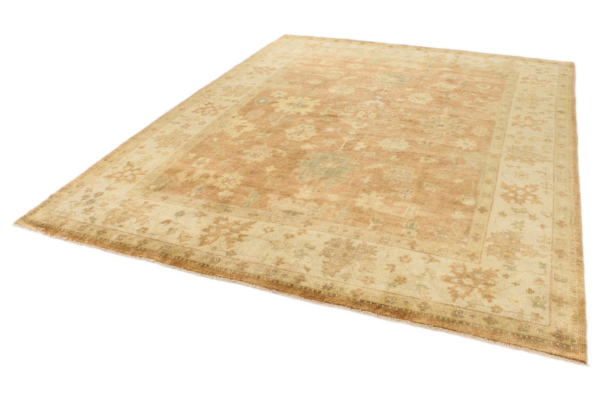 8x10 Brown and Ivory Turkish Oushak Rug