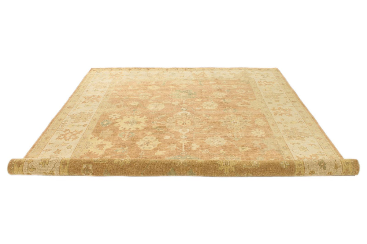 8x10 Brown and Ivory Turkish Oushak Rug