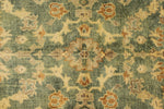 6x9 Green and Ivory Turkish Oushak Rug