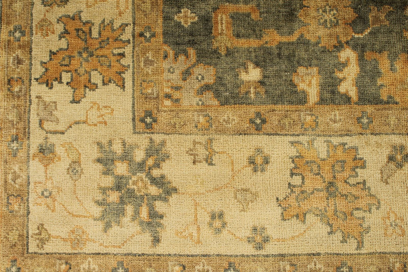 6x9 Gray and Ivory Turkish Oushak Rug