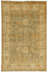 6x9 Green and Ivory Turkish Oushak Rug